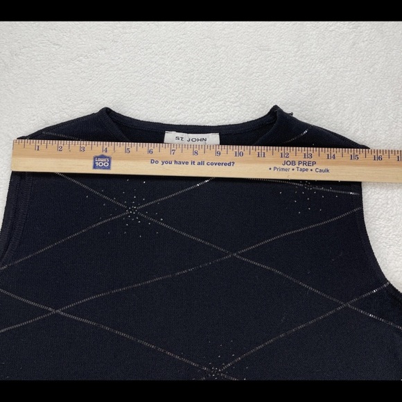 St. John Black Sequins Tank Top Knit Sparkle Evening Wear Women’s Sz M Luxury - Picture 5 of 9